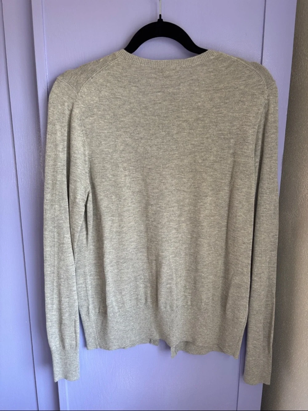 Ann Taylor Heather Light Gray Crewneck Button Cardigan Sweater Long Sleeve - Picture 3 of 8